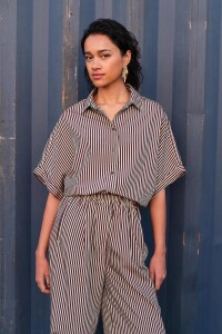 by bar Damen Bluse Sunny stripe burgundy