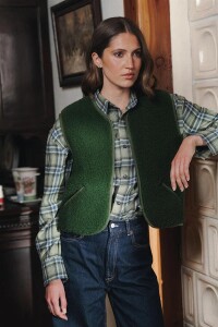 Alwero UNISEX Woll Weste POS dark green