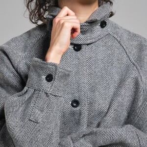 Dedicated Damen Mantel Nabben Herringbone Black