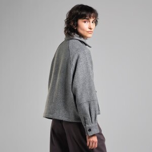 Dedicated Damen Mantel Nabben Herringbone Black