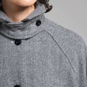 Dedicated Damen Mantel Nabben Herringbone Black