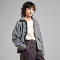 Dedicated Damen Mantel Nabben Herringbone Black