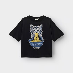 Dedicated Damen T-Shirt Vadstena Cat and Noodles black