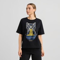 Dedicated Damen T-Shirt Vadstena Cat and Noodles black