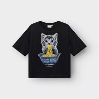 Dedicated Damen T-Shirt Vadstena Cat and Noodles black