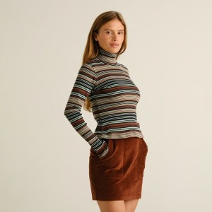 Dedicated Damen Longsleeve Malma irregular Stripes green