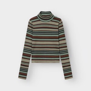 Dedicated Damen Longsleeve Malma irregular Stripes green