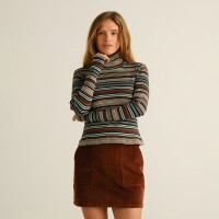 Dedicated Damen Longsleeve Malma irregular Stripes green