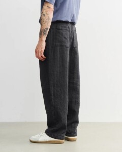 Rotholz Unisex Hose Ribbed Wide Faded black
