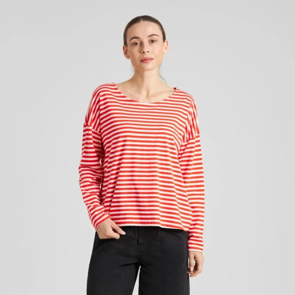 Dedicated Damen Sweatshirt Humledal Stripes Grenadine Red