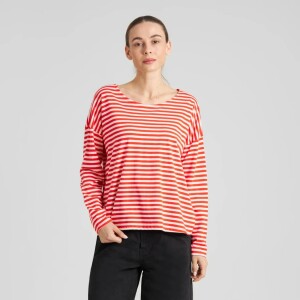 Dedicated Damen Sweatshirt Humledal Stripes Grenadine Red
