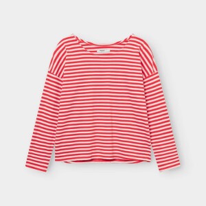 Dedicated Damen Sweatshirt Humledal Stripes Grenadine Red
