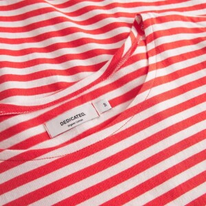 Dedicated Damen Sweatshirt Humledal Stripes Grenadine Red