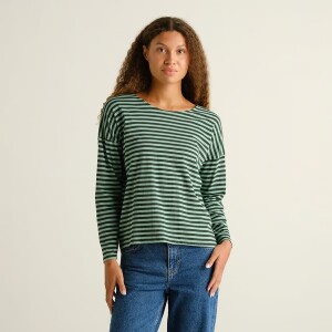 Dedicated Damen Longsleeve Humledal Stripes Dark Green/...