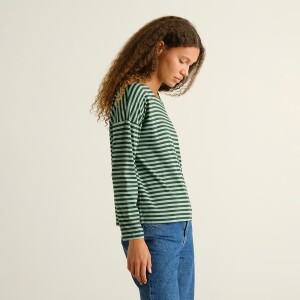 Dedicated Damen Longsleeve Humledal Stripes Dark Green/...