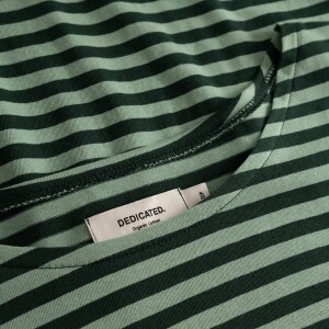 Dedicated Damen Longsleeve Humledal Stripes Dark Green/ Granite Green