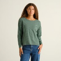 Dedicated Damen Longsleeve Humledal Stripes Dark Green/ Granite Green