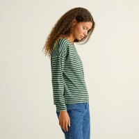 Dedicated Damen Longsleeve Humledal Stripes Dark Green/ Granite Green
