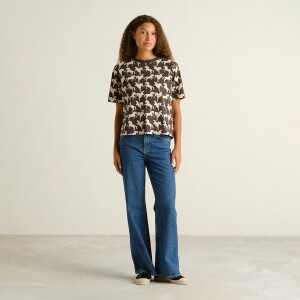Dedicated Damen T-Shirt Vadstena Wild Horses AOP charcoal