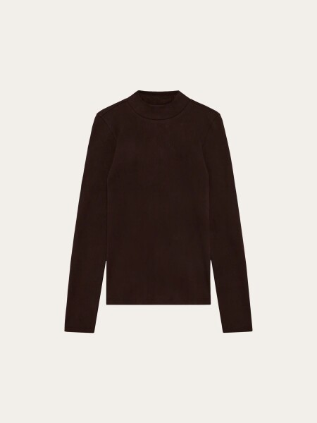 KnowledgeCotton Damen Pullover Rib Mock Neck 100076 Chocolate Torte