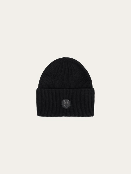 KnowledgeCotton UNISEX Mütze 2210005 big rib beanie Black Jet