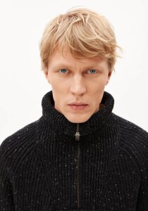 Armedangels Herren Pullover Troyer Tweed-Strick black