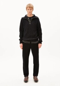 Armedangels Herren Pullover Troyer Tweed-Strick black