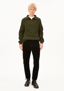 Armedangels Herren Pullover Troyer Tweed-Strick dark earth tweed