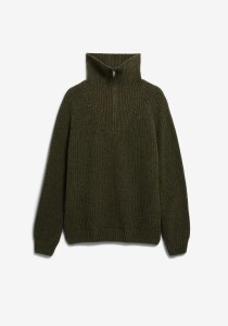 Armedangels Herren Pullover Troyer Tweed-Strick dark earth tweed