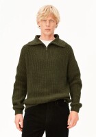 Armedangels Herren Pullover Troyer Tweed-Strick dark earth tweed
