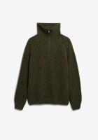 Armedangels Herren Pullover Troyer Tweed-Strick dark earth tweed