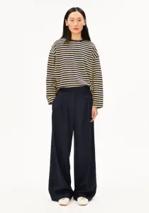 Armedangels Damen Pullover Frankaa Maarlen Stripe Sweatshirt golden hay-tinted navy