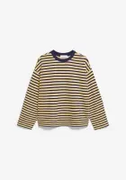 Armedangels Damen Pullover Frankaa Maarlen Stripe Sweatshirt golden hay-tinted navy