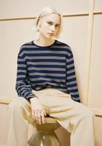 Armedangels Damen Longsleeve Marynaa Stripes tinted navy-golden hay