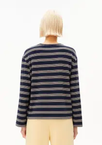 Armedangels Damen Longsleeve Marynaa Stripes tinted navy-golden hay