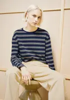 Armedangels Damen Longsleeve Marynaa Stripes tinted navy-golden hay