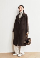 Armedangels Damen Mantel WOOL DOUBLE-BREASTED COAT claystone melange