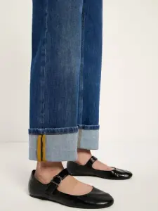 Lanius Damen Jeans Straight GOTS SAGE royal blue denim mit Aufschlag