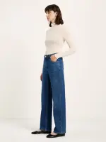 Lanius Damen Jeans Straight GOTS SAGE royal blue denim mit Aufschlag