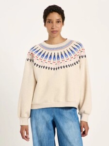 Lanius Damen Pullover Statement Sweatshirt creme melange/...