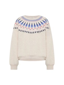 Lanius Damen Pullover Statement Sweatshirt creme melange/ multicolour