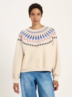 Lanius Damen Pullover Statement Sweatshirt creme melange/ multicolour