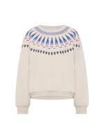 Lanius Damen Pullover Statement Sweatshirt creme melange/ multicolour