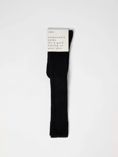 Lanius Damen Kniestrümpfe mit Rippe GOTS black
