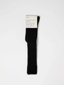 Lanius Damen Kniestrümpfe mit Rippe GOTS black