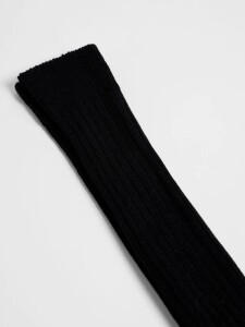 Lanius Damen Kniestrümpfe mit Rippe GOTS black