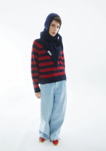 Armedangels Damen Pullover Liliriaa Fine Stripes tinted navy-candy apple