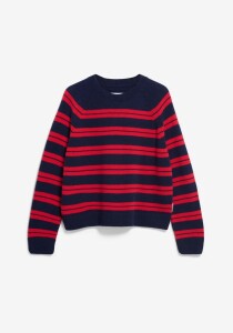 Armedangels Damen Pullover Liliriaa Fine Stripes tinted navy-candy apple