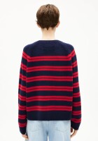 Armedangels Damen Pullover Liliriaa Fine Stripes tinted navy-candy apple