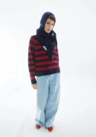 Armedangels Damen Pullover Liliriaa Fine Stripes tinted navy-candy apple
